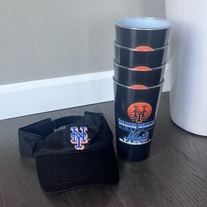 New York Mets Queens MLB Black Visor and Tumbler Set